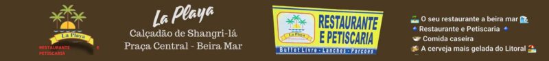 Banner publicitário do Restaurante e Petiscaria La Playa no calçadão de Shangri-lá em PontalPR