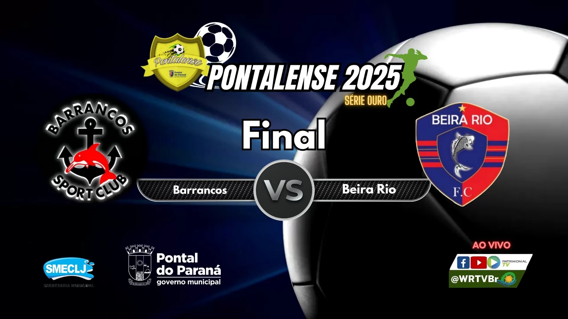 Arte promocional da Final do Pontalense 2025 - Série Ouro, mostrando os escudos dos times Barrancos Sport Club e Beira Rio F.C. em um confronto.