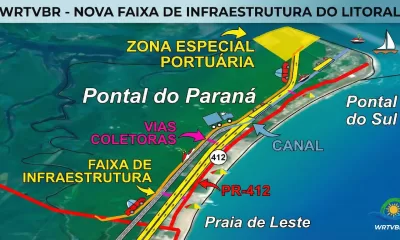 Mapa do projeto da Nova PR-809 e obras de duplicação em Pontal do Paraná