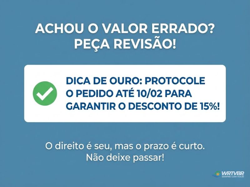 Guia visual sobre como pedir revisão do valor do IPTU Pontal do Paraná 2026 e garantir o desconto.