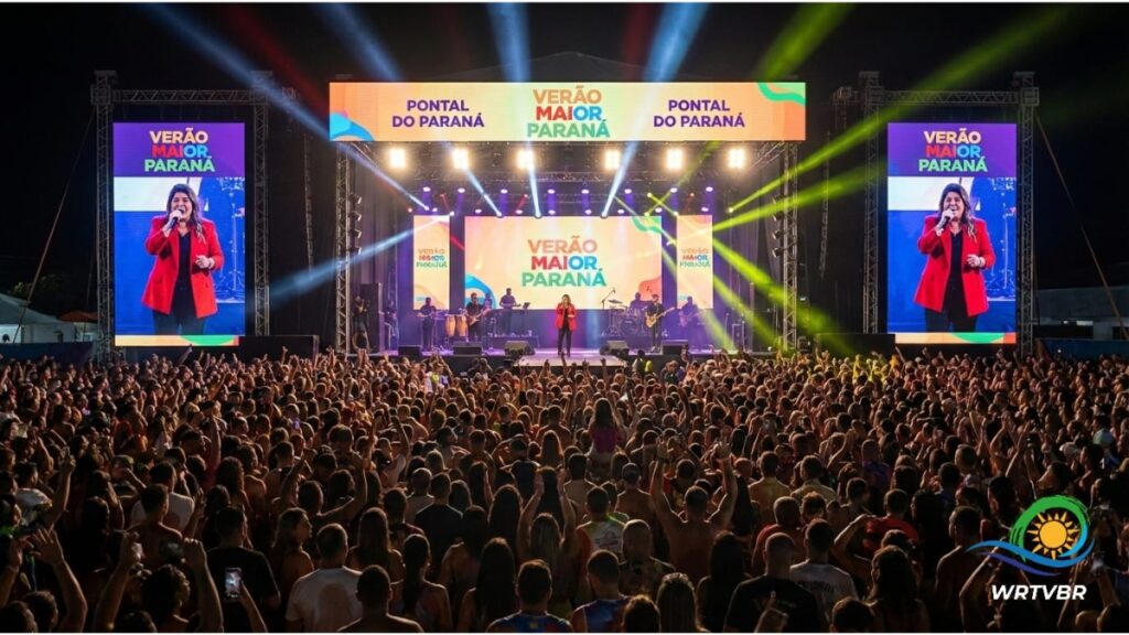 Multidão acompanha os shows gratuitos do Verão Maior Paraná no Centro de Eventos de Pontal do Paraná.