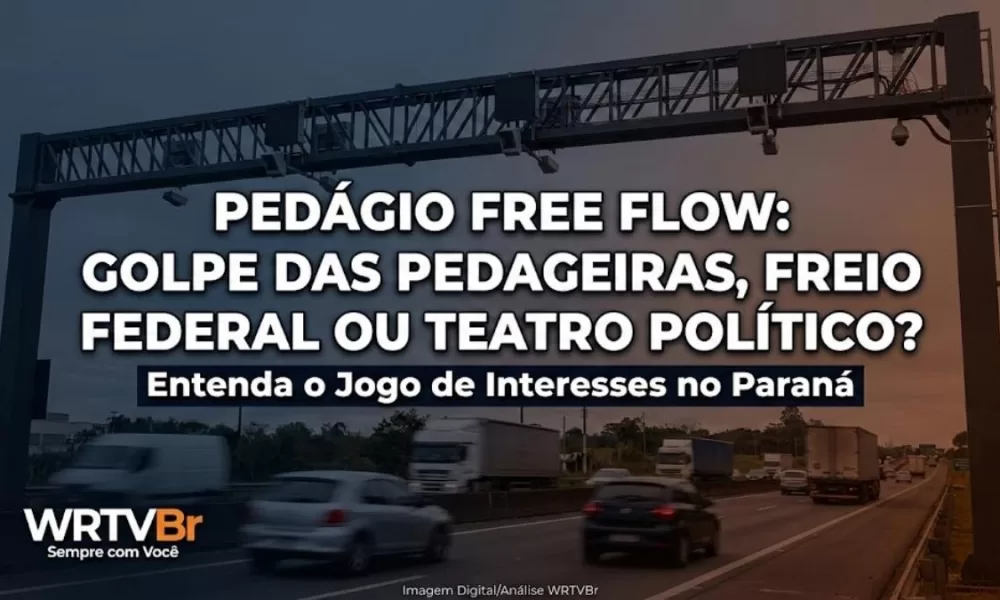 Estrutura de cobrança do pedágio free flow em rodovia do Paraná com a pergunta: Pedágio Free Flow: Golpe das pedageiras, freio federal ou teatro político?
