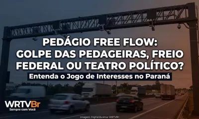 Estrutura de cobrança do pedágio free flow em rodovia do Paraná com a pergunta: Pedágio Free Flow: Golpe das pedageiras, freio federal ou teatro político?